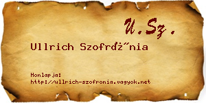 Ullrich Szofrónia névjegykártya